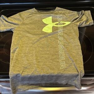 Under Armour Heather Gray Tee with Neon Logo